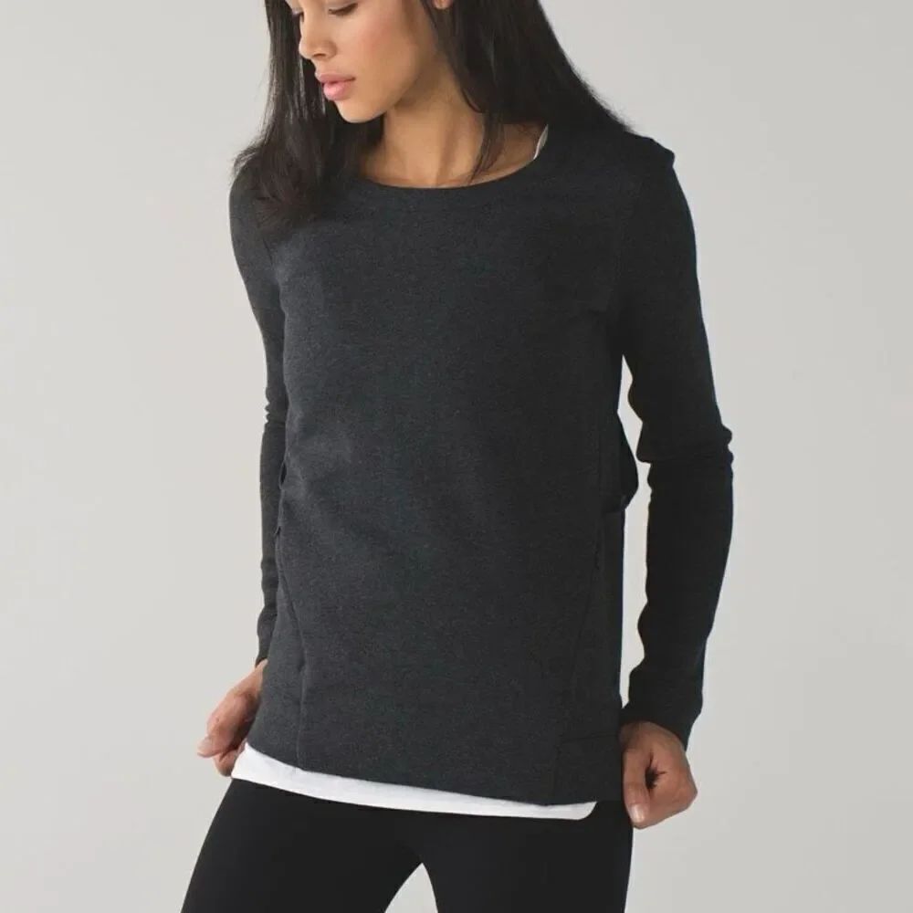 Lululemon &go Endeavor Long Sleeve Sweatshirt in Heathered Black Size 6